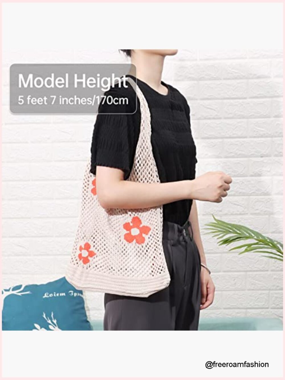 Crochet Tote Bag Mesh Beach Bag Fairycore Hobo Grunge Y2k Shoulder Bag - Picture 6 of 7